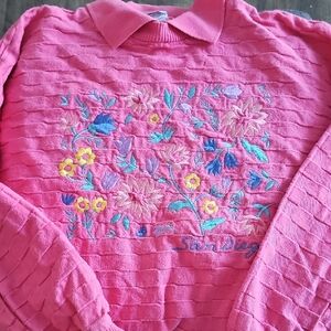 Crazy Shirts Pink Floral Embroidered Sweatshirt Xsmall San Diego Retro Texture
